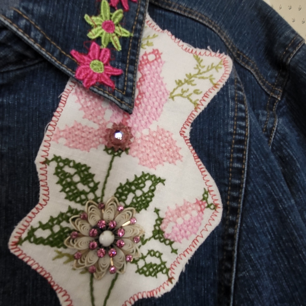Upcycled Denim Spring Collage Jacket - Picture 3 of 12